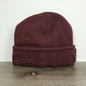 Calvin Klein Youth Beanie Burgundy Raised Logo